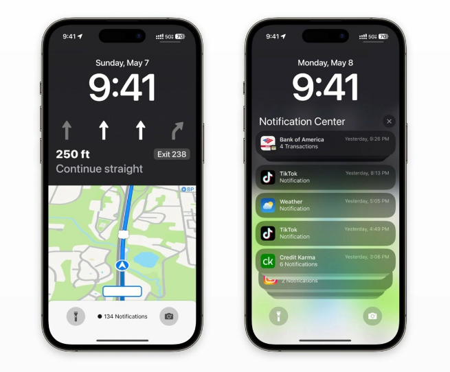 富民苹果维修服务分享iOS17锁屏地图导航半屏显示长什么样 